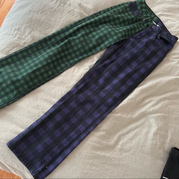 Ragged Priest Split Checked Green/Purple Jeans - Picture 6 of 6